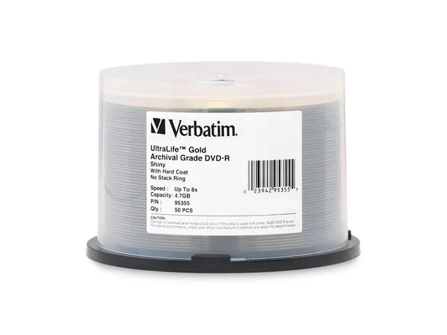 VERBATIM VERBATIM 95355 4.7GB 8X DVD-R 50 pack dvd media — product photo