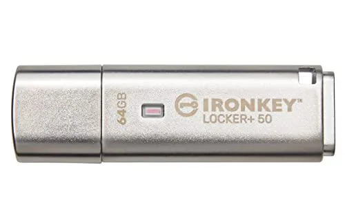 Kingston Technology Corp. Kingston Technology Corp. IronKey Locker+ 50 64GB USB flash drive — product photo