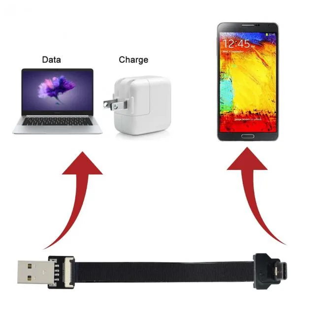 SHENZHEN JIMIER ELECTRONICS CO,. LTD. SHENZHEN JIMIER ELECTRONICS CO,. LTD. CY Up Down Angled USB 2.0 Type-A to USB-C Flat FPC Cable 10-200cm — product photo
