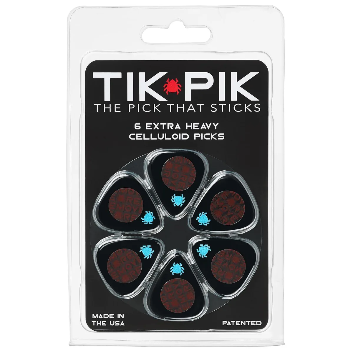 LORDWORLD LORDWORLD TIK PIK Celluloid Guitar Picks 6-Pack Extra Heavy 1.22mm — product photo