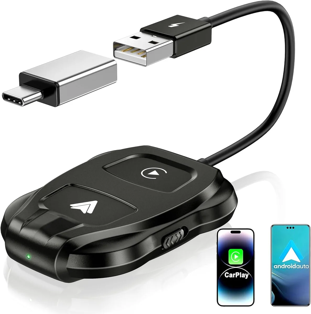 BONAEVER BONAEVER 2-in-1 Wireless CarPlay Android Auto Adapter Black — product photo