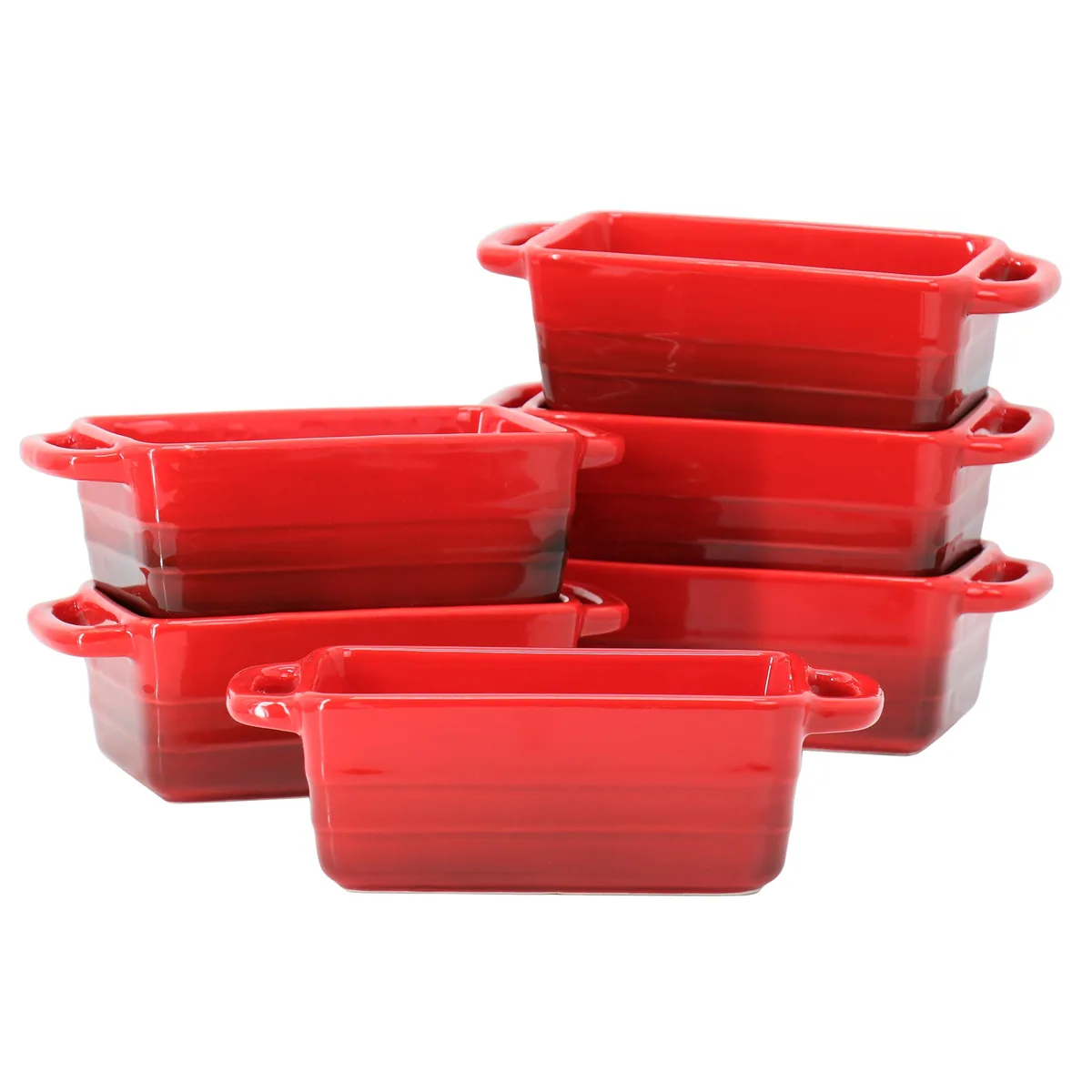 Crock-Pot Crock-Pot 510121066M 6-Piece 12oz Stoneware Mini Loaf Bakeware Set Gradient Red — product photo