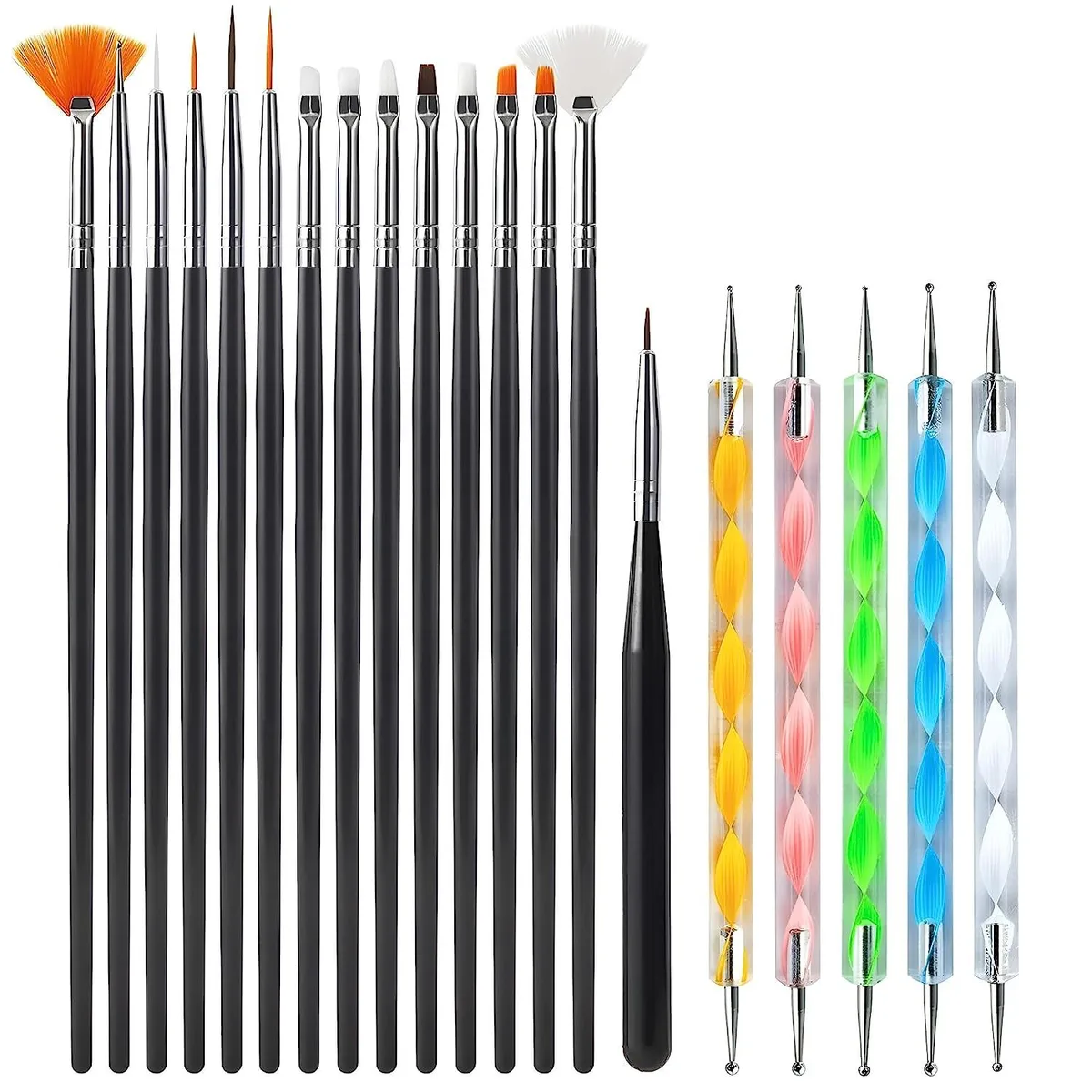 JacobsParts Inc. JacobsParts Inc. NAILSET-A-BLK 20-Piece Nail Art Brushes Set Black — product photo