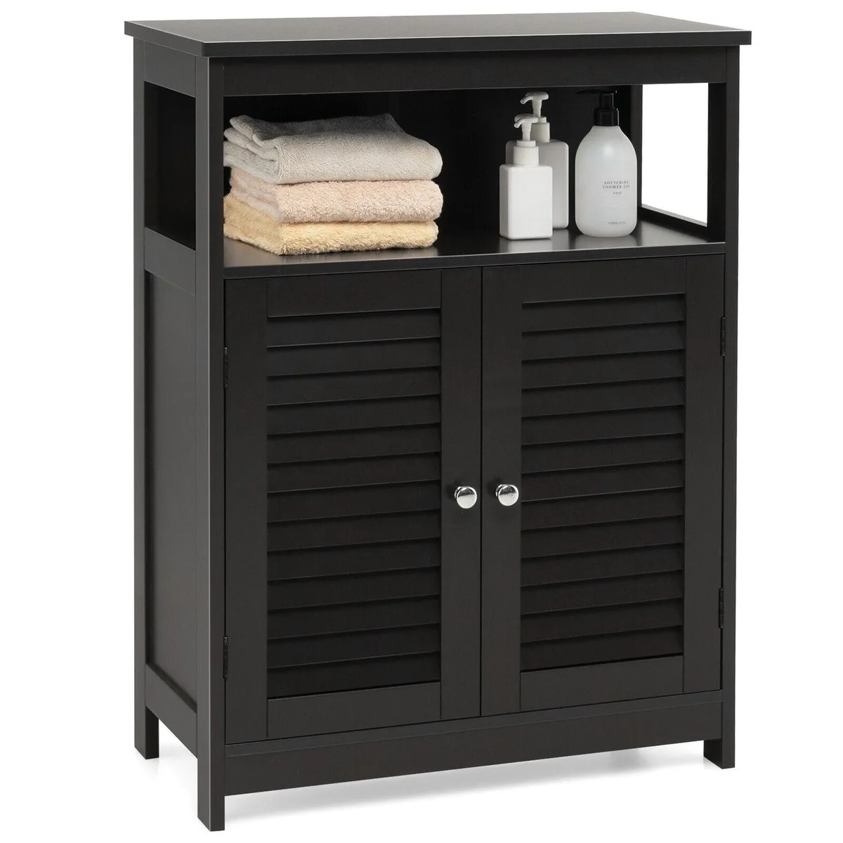 SlickBlue SlickBlue Freestanding Bath Storage Cabinet 23.5x12x31.5in Black — product photo