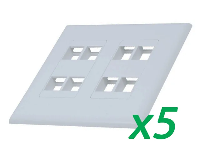 The Wires Zone The Wires Zone 2-Gang 4-Port Screwless Decora Wall Plate Pack of 5 — product photo