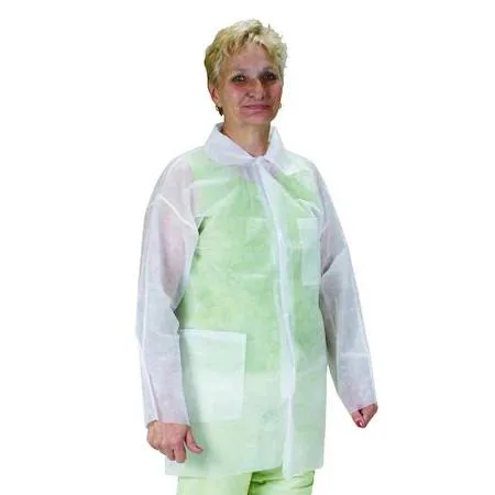 Condor Condor 2KTT1 Disposable Lab Coat Polypropylene Snaps White M 35 g/sq m — product photo