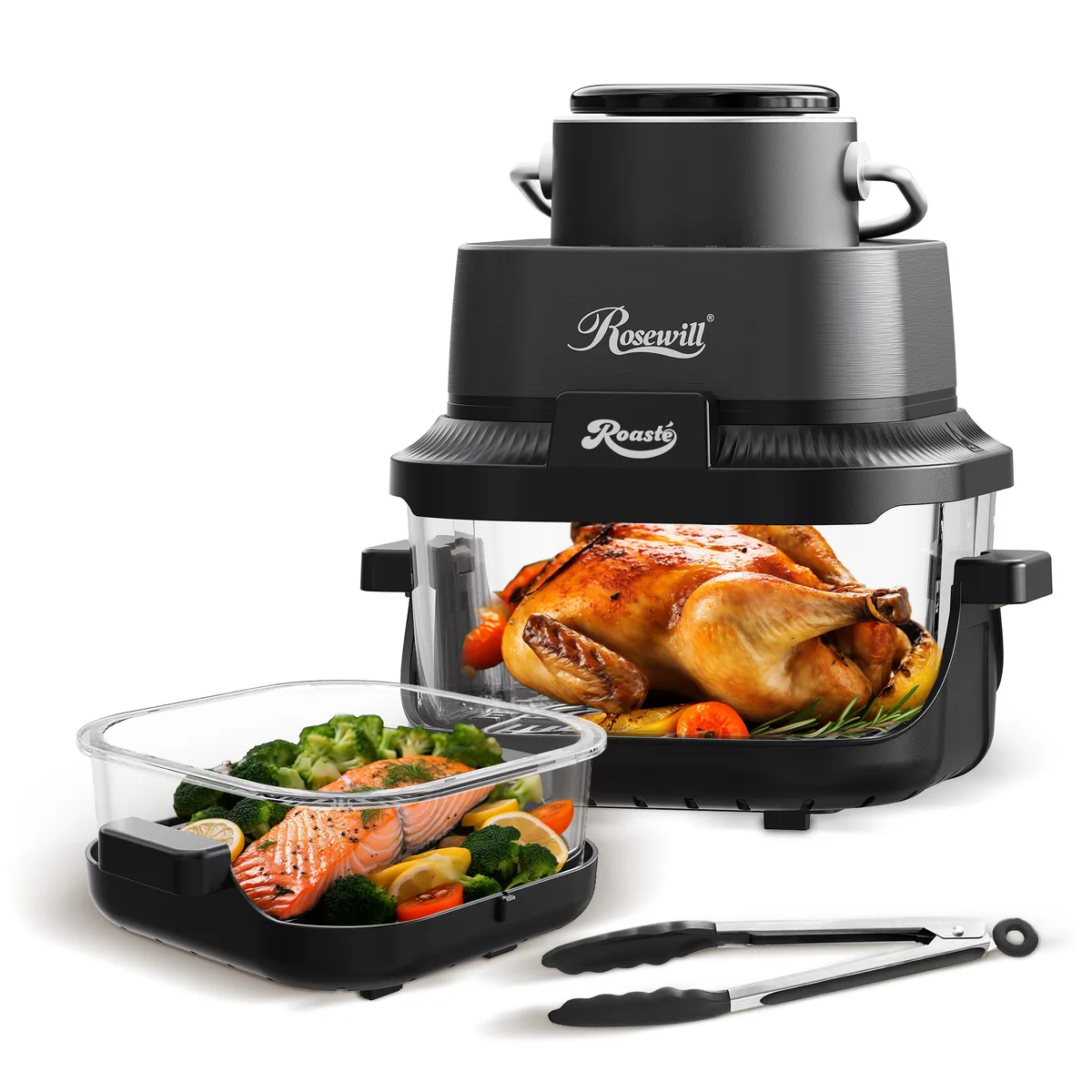 Rosewill Rosewill RHAF-26001BK 5.5QT &amp; 1.6QT Glass Air Fryer 1500W Black — product photo