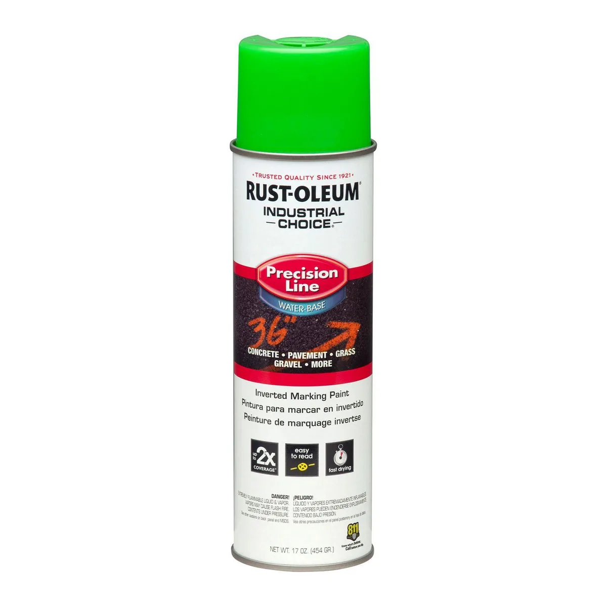 Rust-Oleum Rust-Oleum Precision Line Marking Paint Fluorescent Green 17 oz 12/Carton — product photo