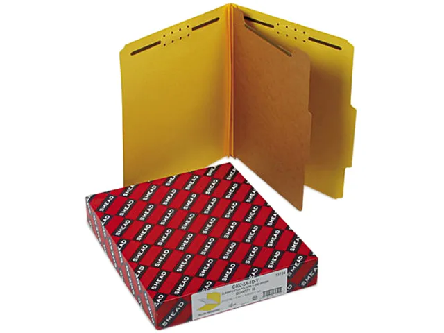 Smead Smead 13734 Pressboard Classification File Folders Letter Four-Section Yellow 10/Box — product photo