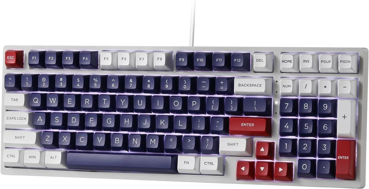 LTC LTC NB981 Nimbleback 98-Key 96% Wired Mechanical Gaming Keyboard Red Switch Mecha Blue — product photo