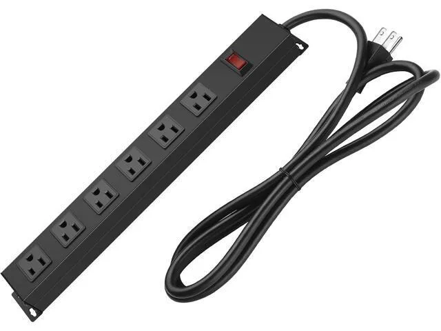 LORDWORLD LORDWORLD 6-Outlet Metal Wall Mount PDU 15A 125V 1875W Black — product photo