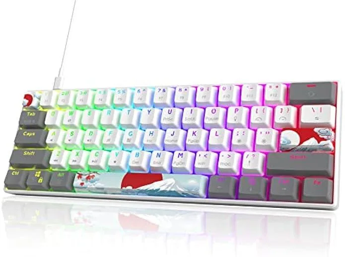 TAURKENAM TAURKENAM 60% RGB Mechanical Gaming Keyboard Red Switch PBT Dye-Sub White — product photo