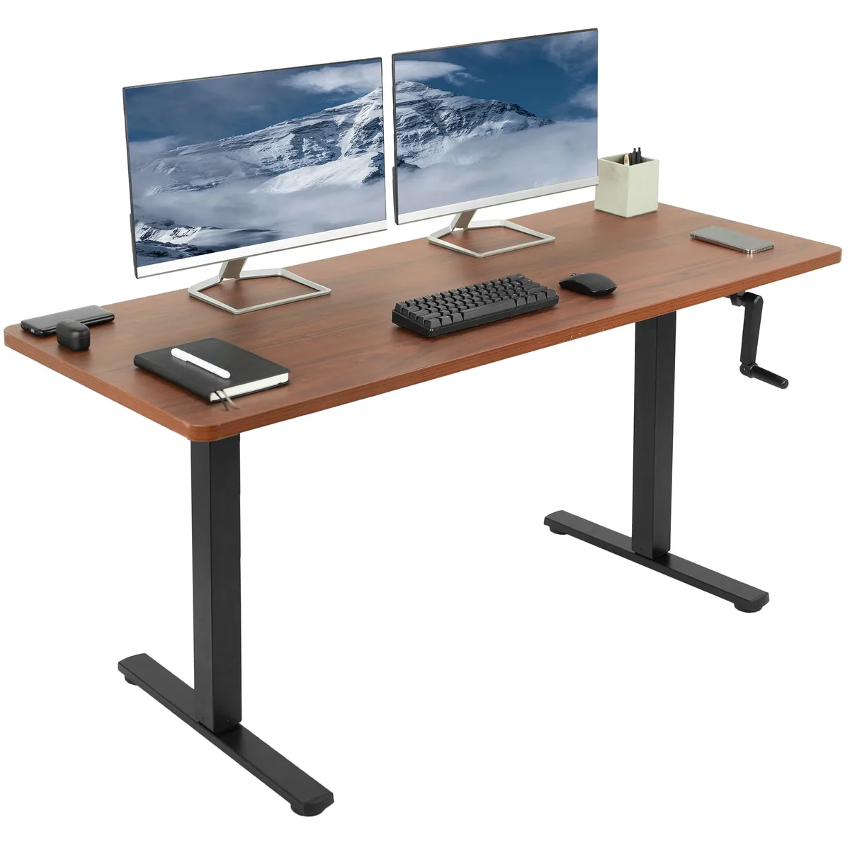 VIVO VIVO Manual 60 x 24 Stand Up Desk Dark Walnut Black Frame — product photo