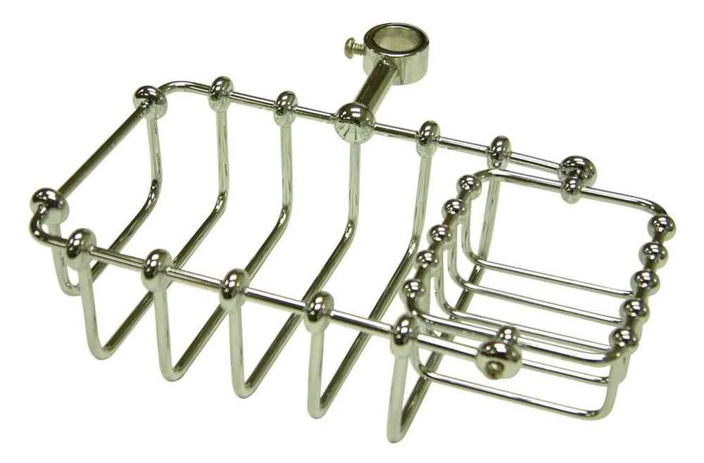 Polished chrome soap basket, solid brass, seven by four inches