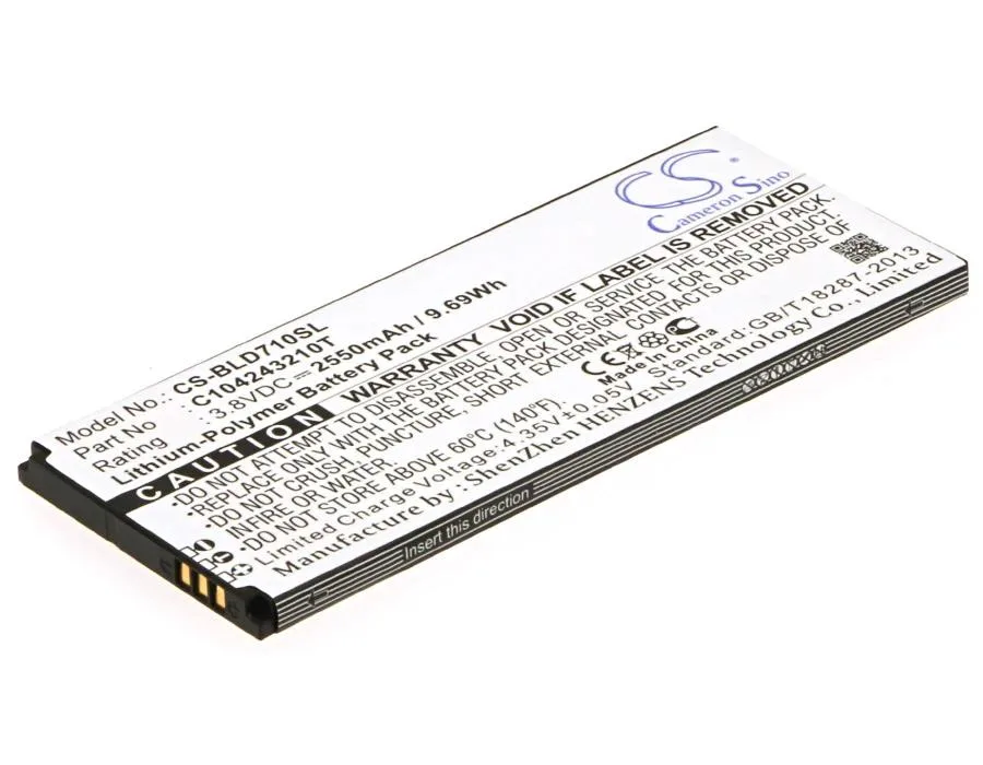 Rectangular smartphone battery with printed label