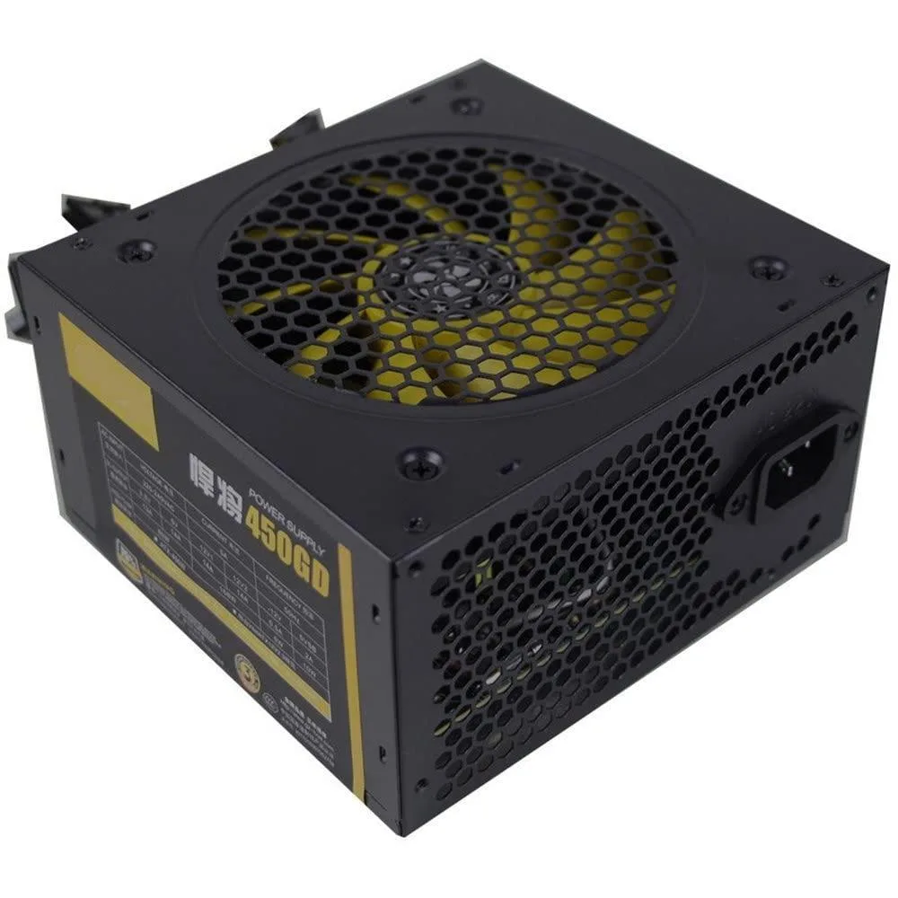 Rectangular AT power supply unit in matte black finish