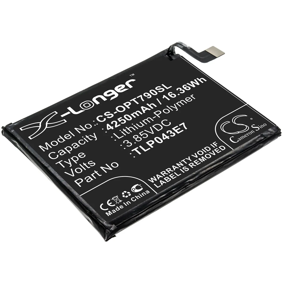Cameron &amp; Co Cameron &amp; Co DS-CS-OPT790SL cell phone battery 3.85V 4250mAh 4.25Ah Li-Polymer black — product photo