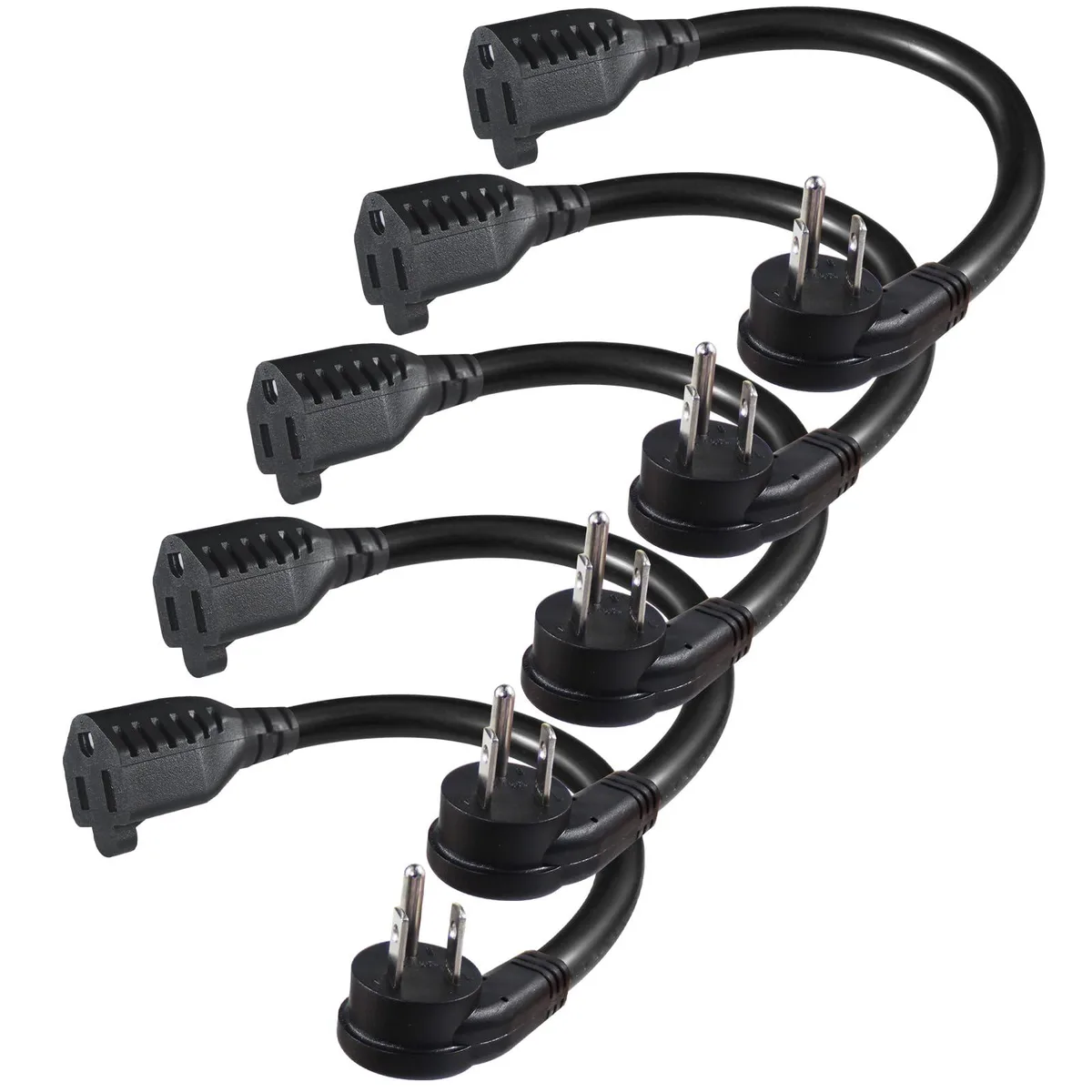  SPARKING 5 Pack 6 Inch Flat Plug Power Extension Cord 16AWG 13A 125V 1625W — product photo