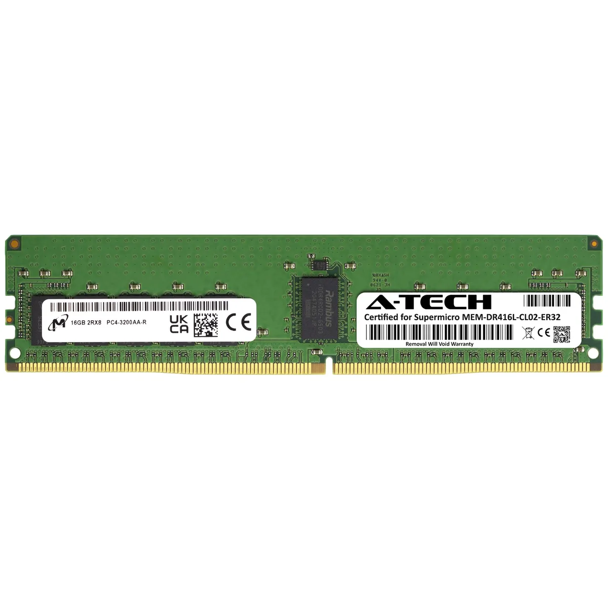 A-Tech A-Tech Supermicro Certified 16GB DDR4 3200MHz 2Rx8 ECC RDIMM 288-Pin Server RAM — product photo