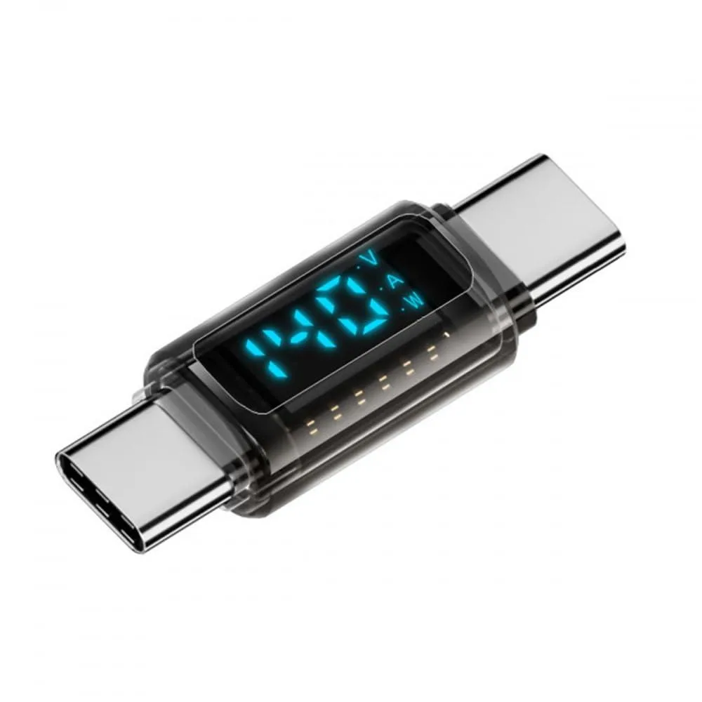 Vszerda Vszerda UC-097-MM-HX USB-C male-to-male adapter transparent 40Gbps 140W LED display — product photo