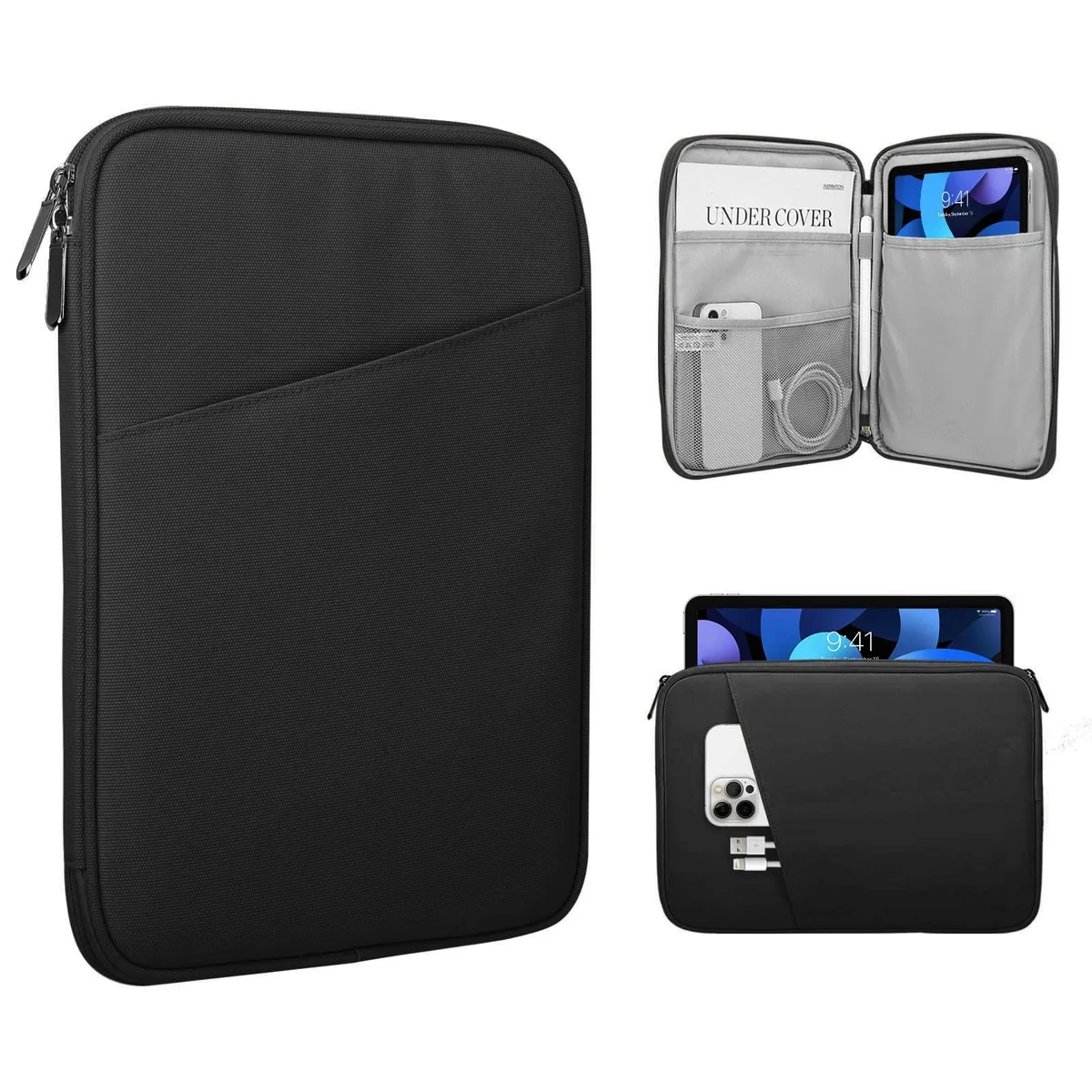 Black Swiss Gear tablet sleeve with front pocket and zip closure