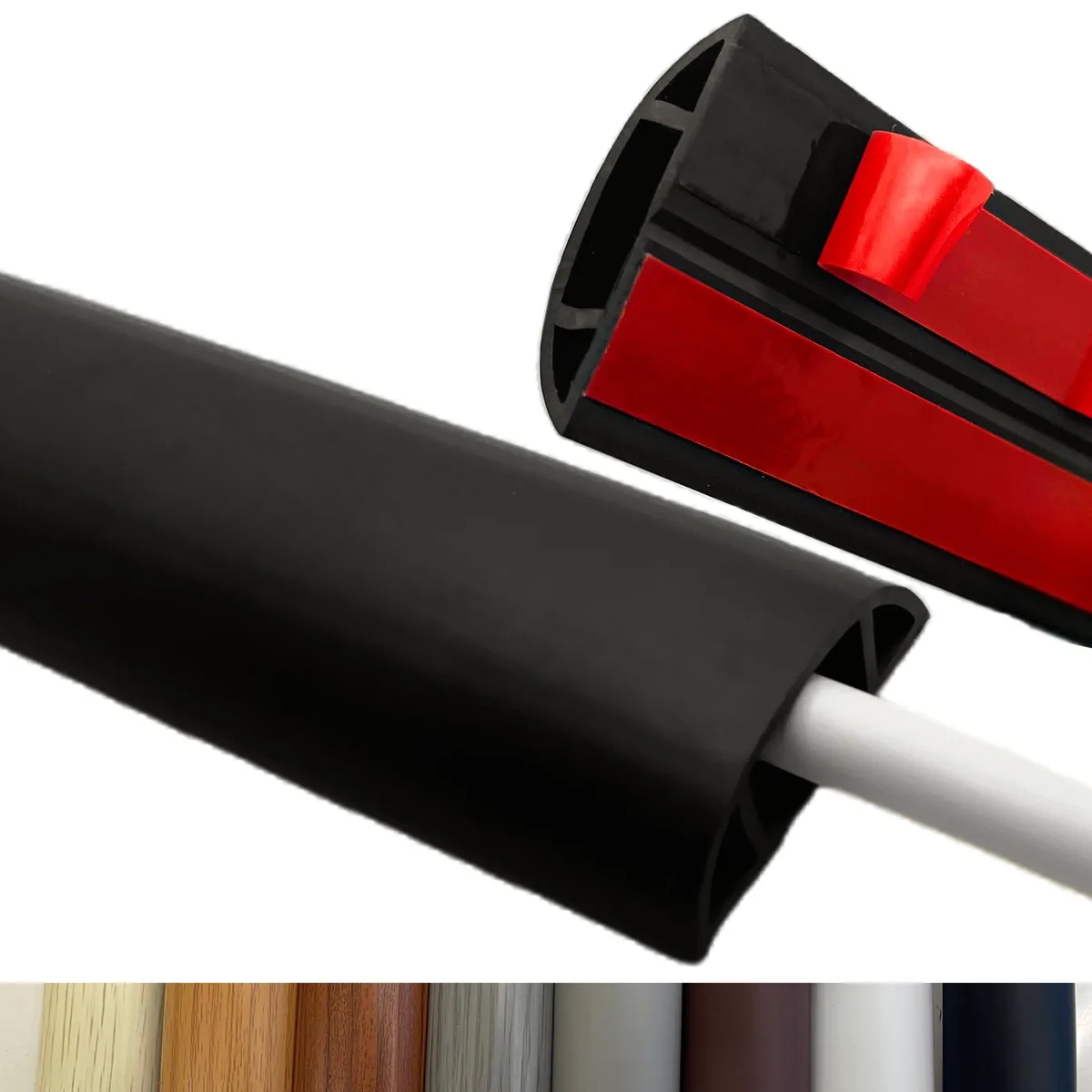  BEIEBIJOB Self-Adhesive Floor Cord Cover 10ft Black — product photo