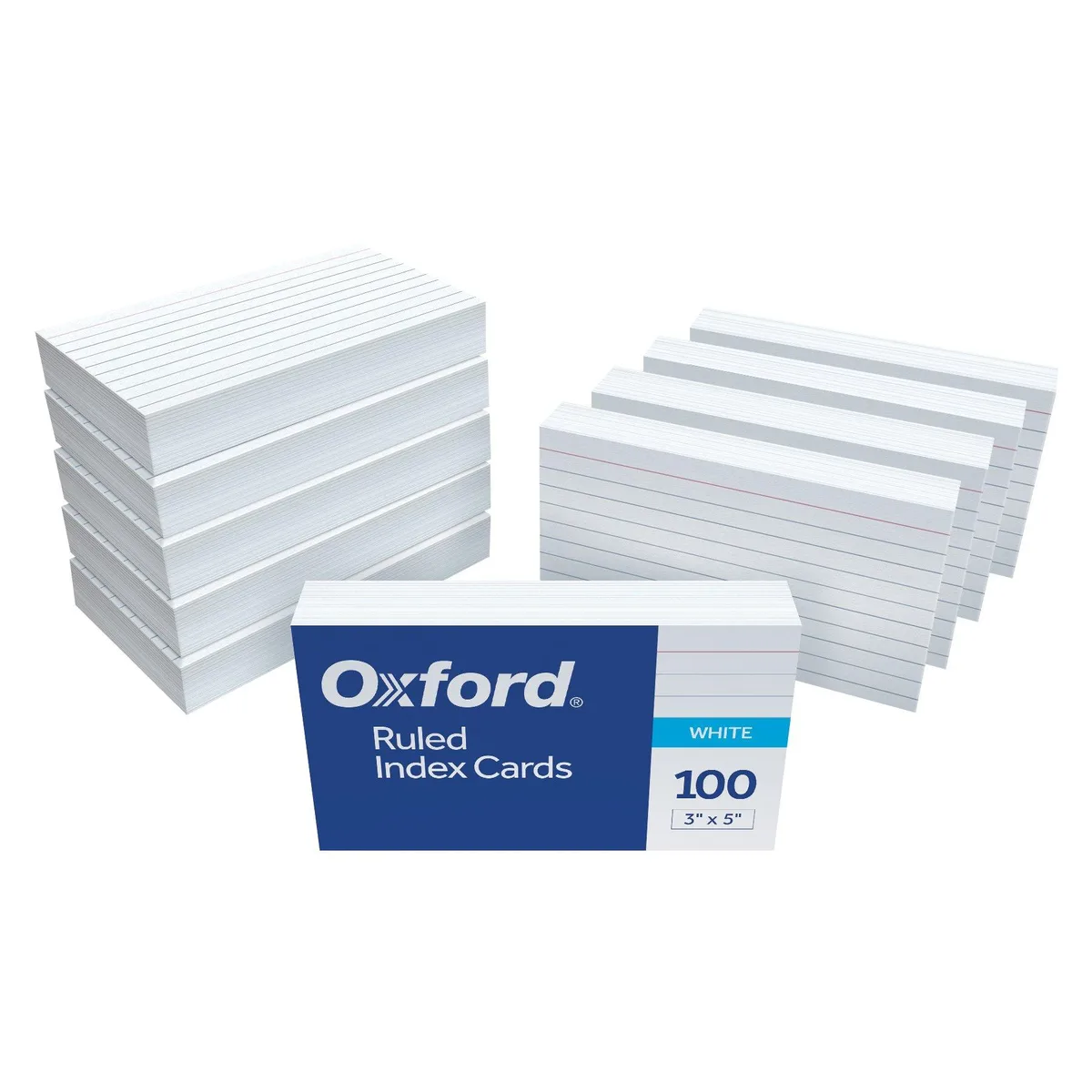 Oxford 98833 Ruled Index Cards 3" x 5" White 1000 Cards 10 Packs of 100 — product photo