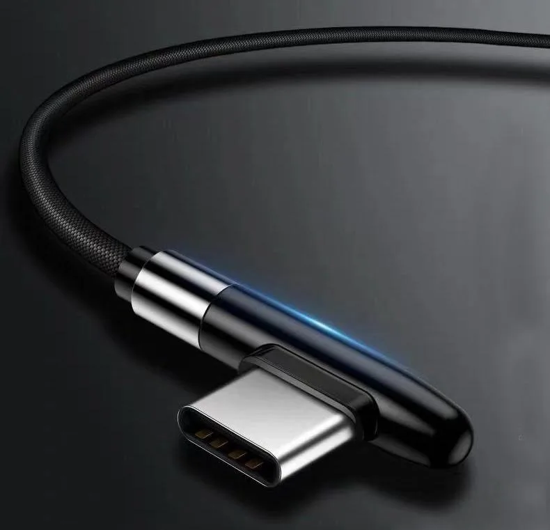 Nakedcellphone Nakedcellphone USB-C Rugged Charge Sync Cable 90° Black for Kyocera Duraforce Pro 2 E6910 — product photo