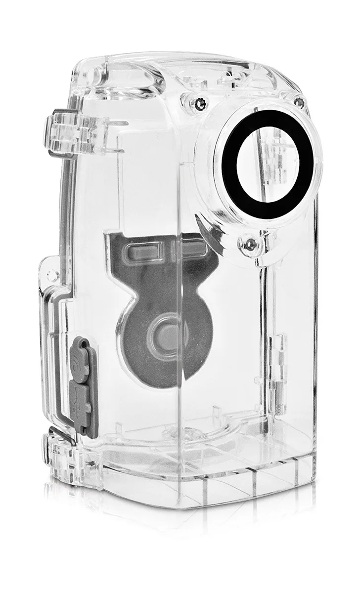 White rectangular weather-resistant housing case with rubber side locks, 125 by 89 by 54 mm