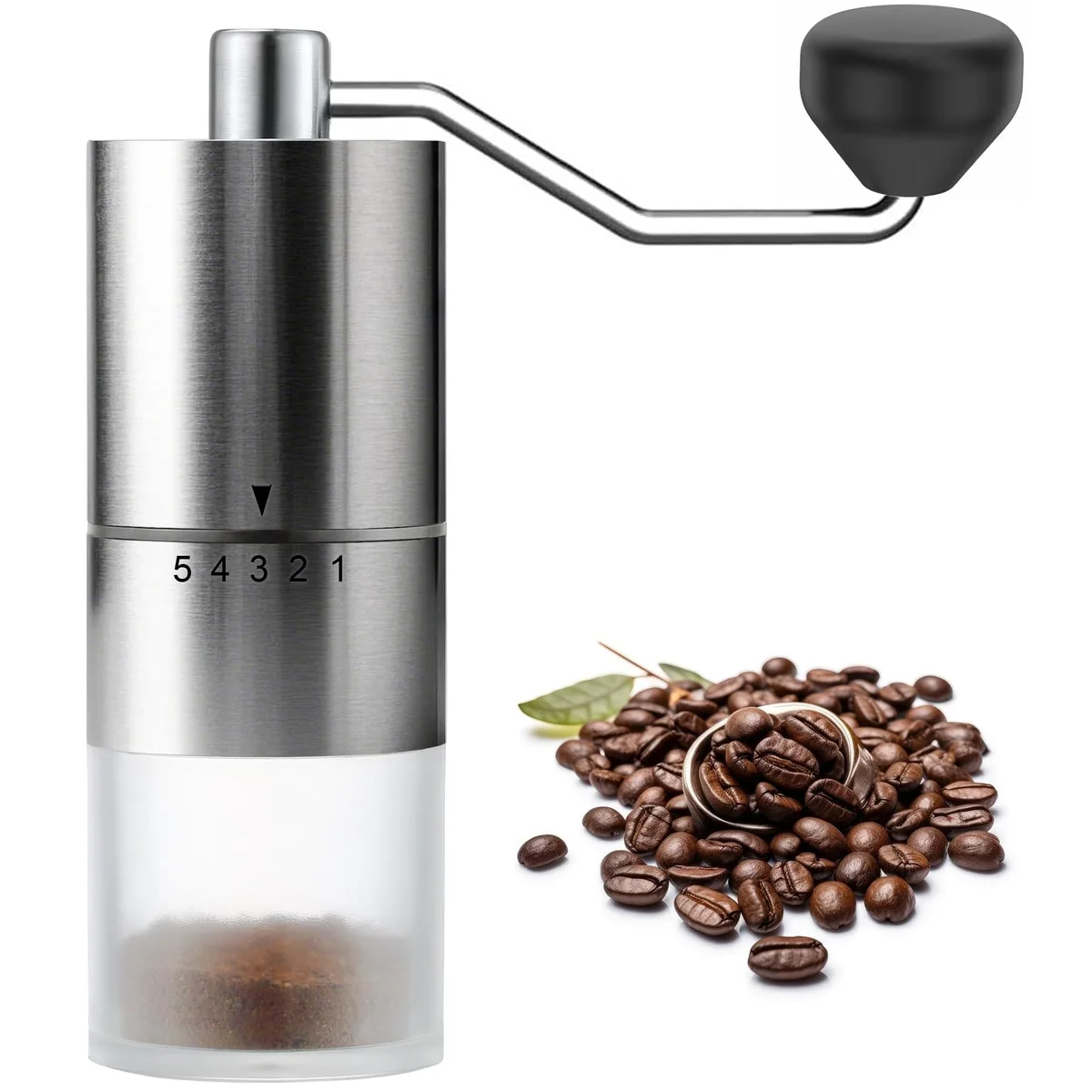  EZLucky EZ-coffee-s Manual Coffee Grinder Silver Ceramic Burr 250g — product photo