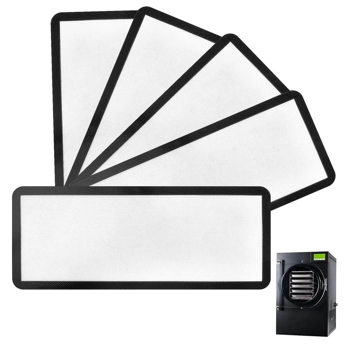 Five grey rectangular silicone mats stacked flat