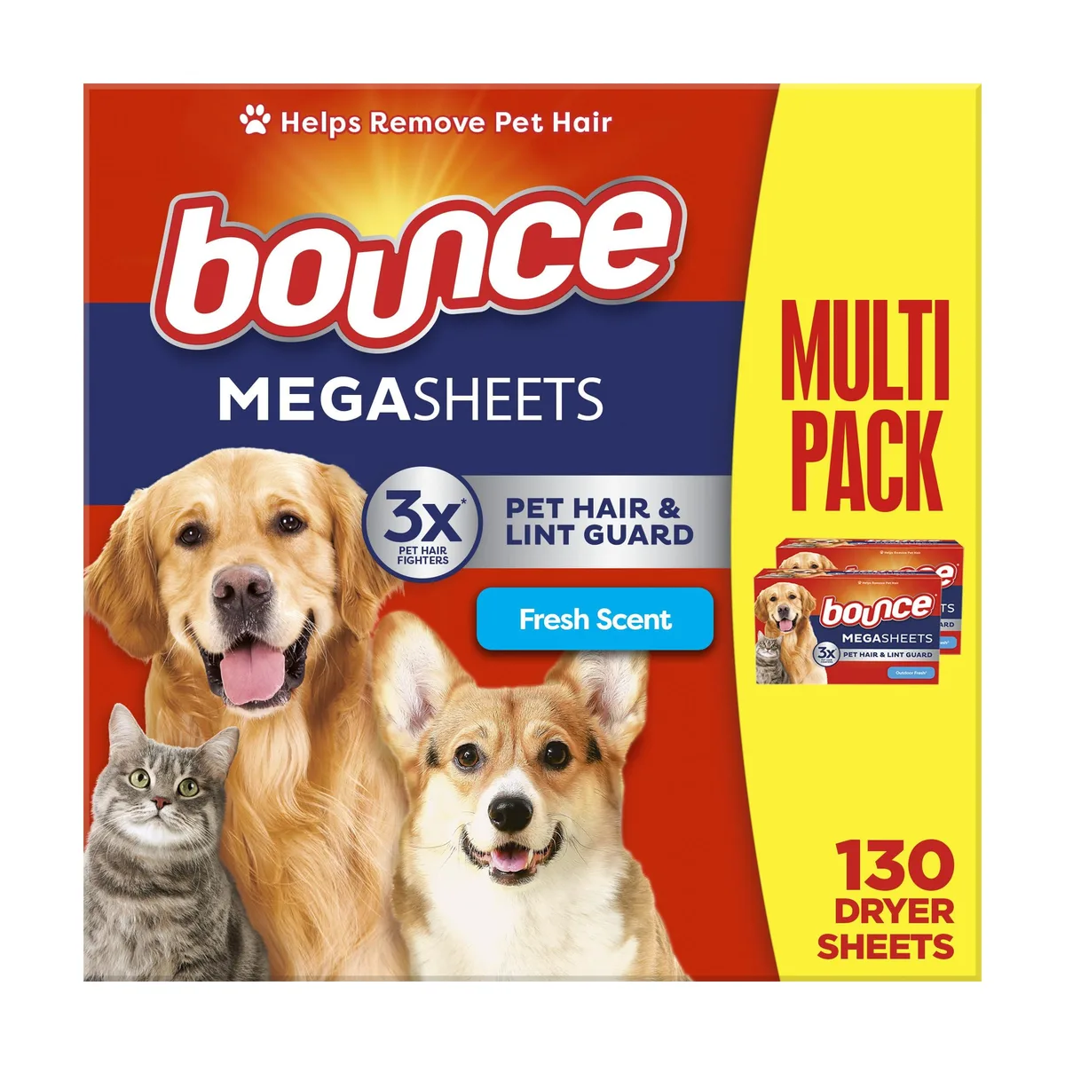 Bounce Pet Hair Lint Guard Mega Dryer Sheets 130 Count — product photo