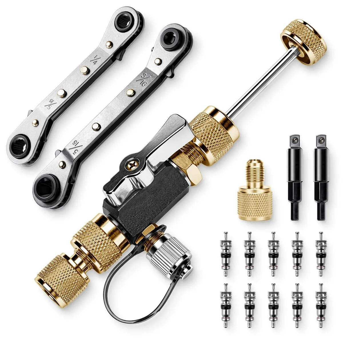 DNBeffulgent DNBeffulgent HVAC Valve Core Removal Tool Set 12 Pack 1/4 5/16 3/8 10 Core 20 Micron — product photo