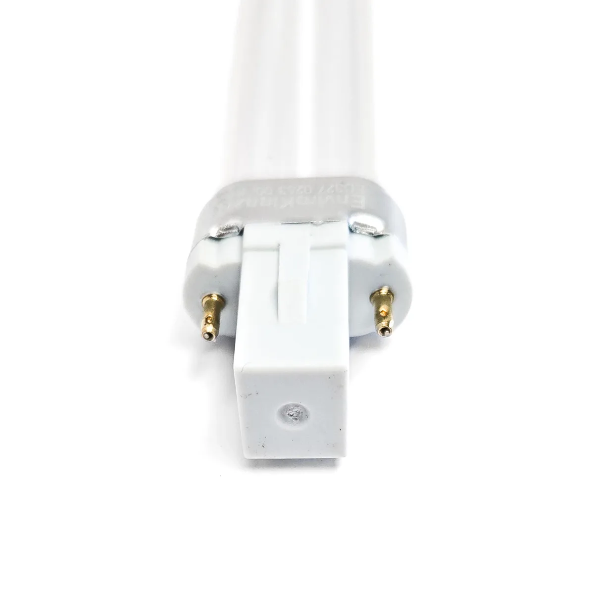 Straight tubular UV-C lamp with G23 two-pin base, clear quartz glass finish