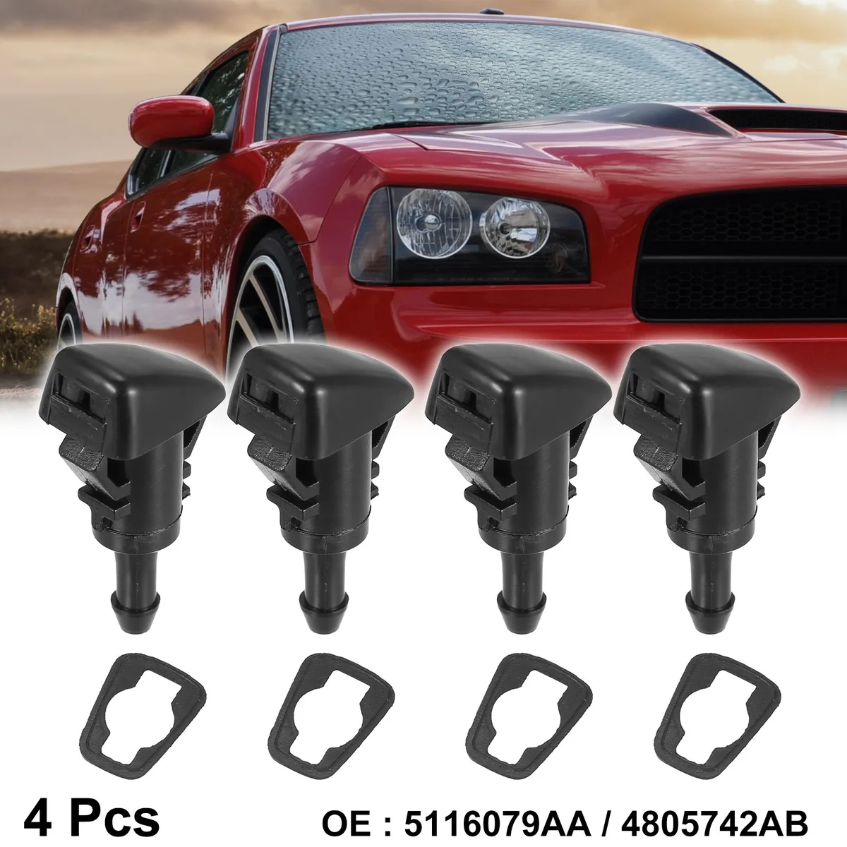 Unique-Bargains Unique-Bargains 4pcs Front Windshield Washer Nozzles Black — product photo