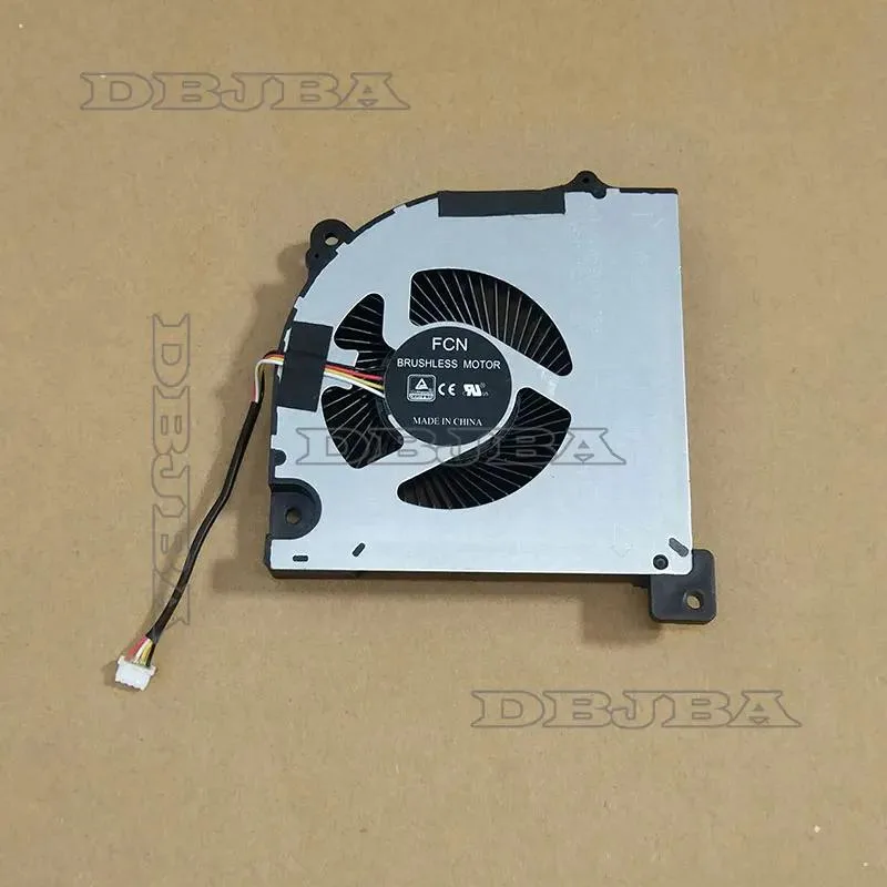 Small black laptop GPU cooling fan with plastic housing and wire connector