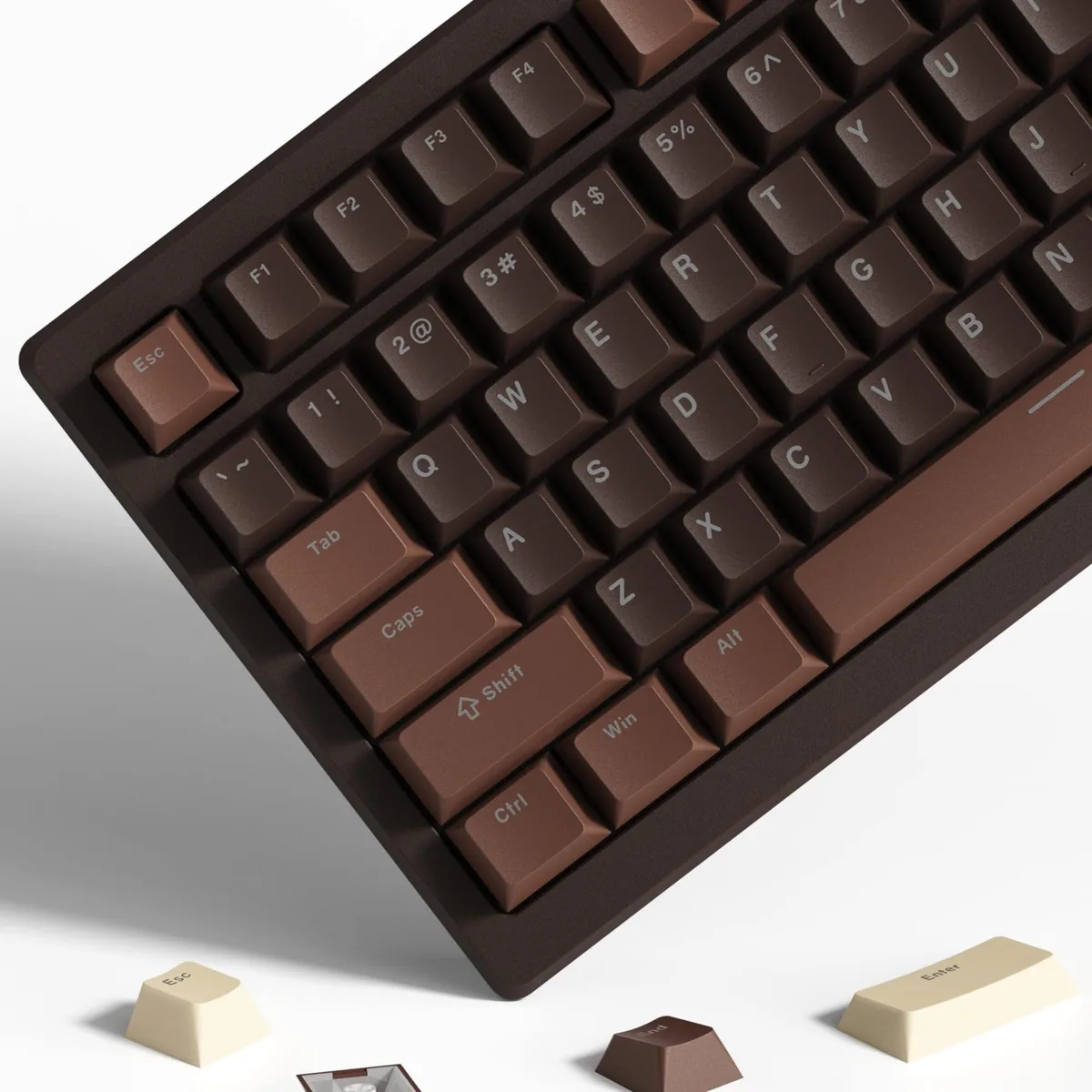 Womier Womier Chocolate PBT Brown Keycaps Cherry Profile Shine Through 60 65 75 100 Percent 61 64 68 84 87 104 108 — product photo