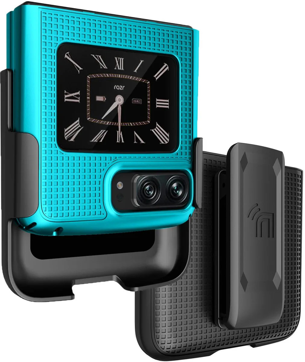 Nakedcellphone Nakedcellphone Grid Case + Holster Teal for Motorola RAZR 3 5G (2022) — product photo