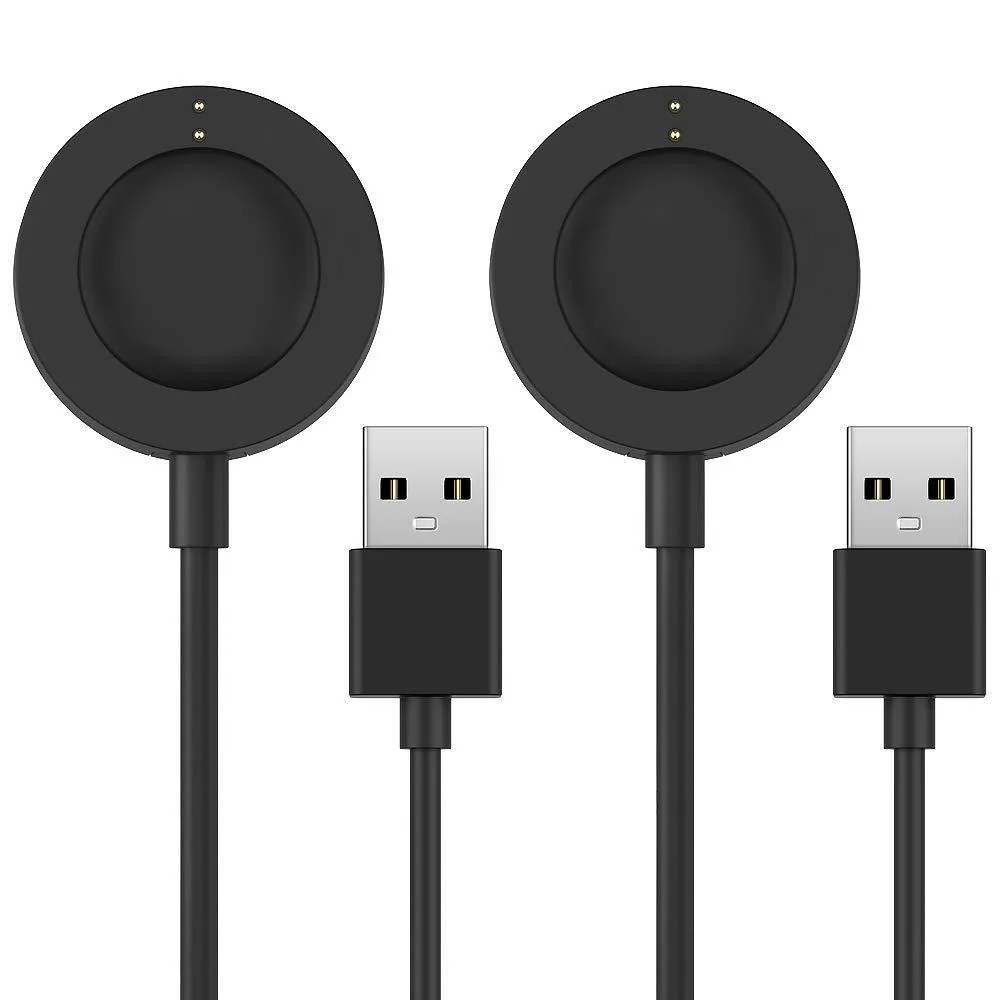 Two black USB charging cables with round magnetic connectors, 100cm length
