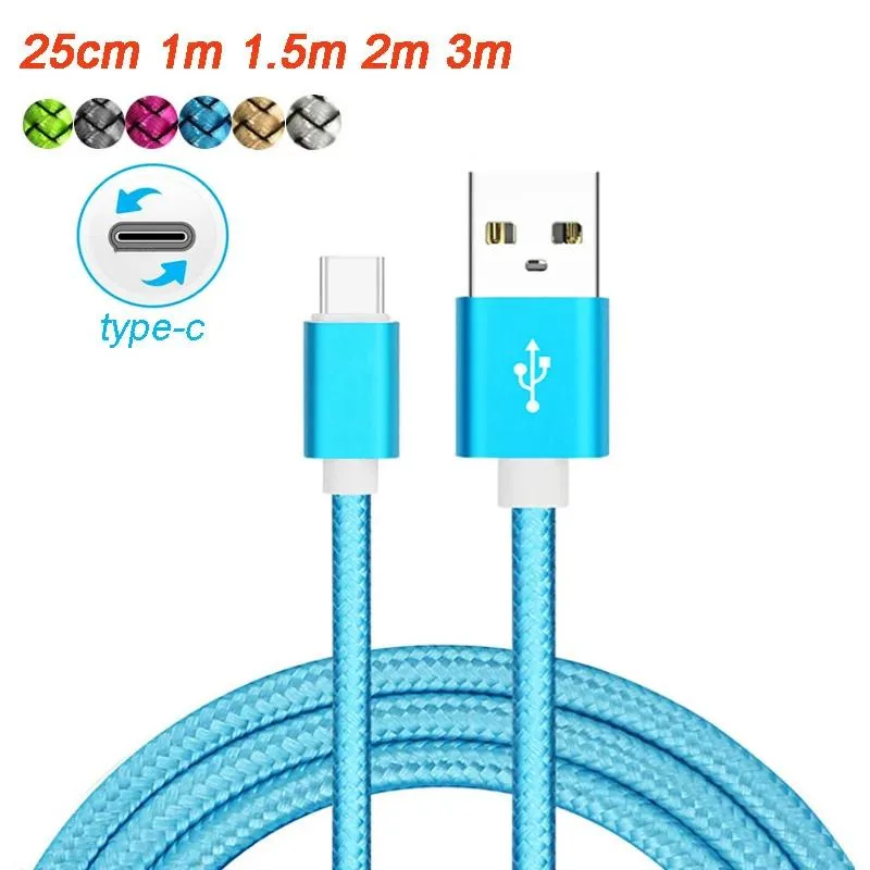 Three-metre black nylon-braided USB-C cable with aluminium alloy connectors