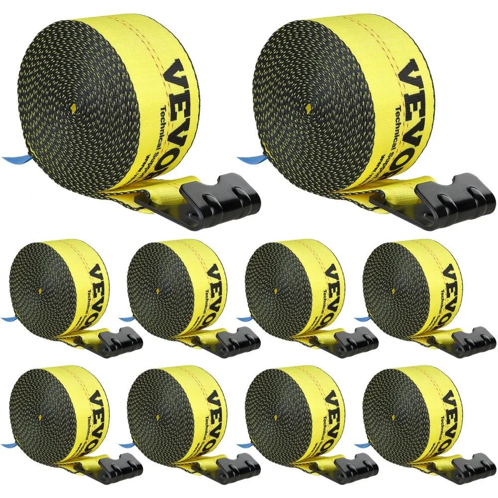 VEVOR VEVOR Winch Straps 4" x 30' 6000 lbs 18000 lbs Flat Hook Yellow 10 Pack — product photo