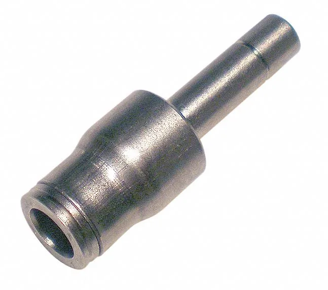 Brass push-fit adapter 6 mm to 8 mm silver finish 37 mm long