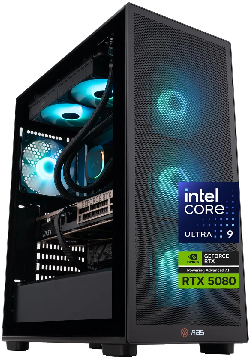 ABS ABS Stratos Aqua SA285K5080 gaming PC Intel Core Ultra 9 285K RTX 5080 32GB 2TB — product photo