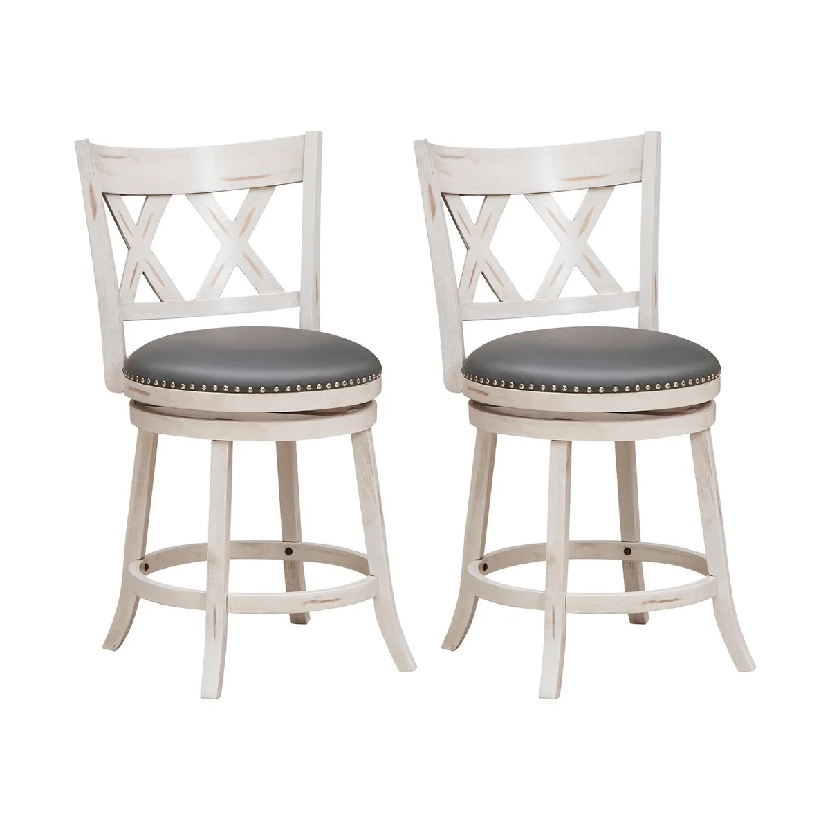 SlickBlue SlickBlue 25.5 Inch Hand-Antiqued Barstool Set of 2 White — product photo