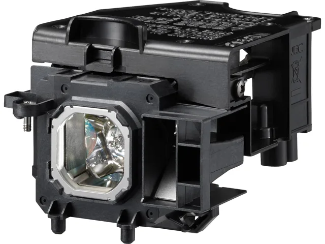 Rectangular projector lamp module, matte black plastic housing, metal connector visible, new condition