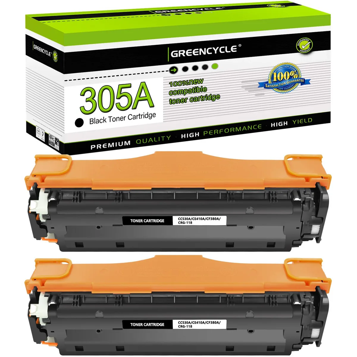 GREENCYCLE GREENCYCLE 305A Black Toner Cartridge 2 Pack CE410A — product photo