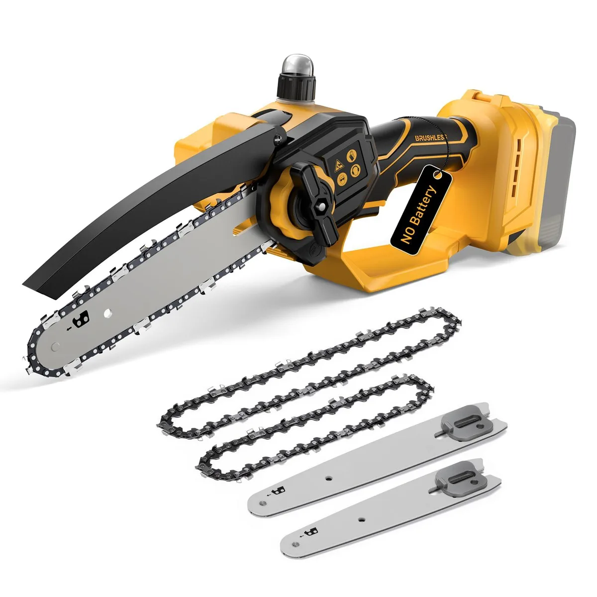  3D VO INN Mini Chainsaw Cordless for Dewalt 20V MAX Battery 8-Inch and 6-Inch 2-IN-1 Brushless (Yellow) — product photo