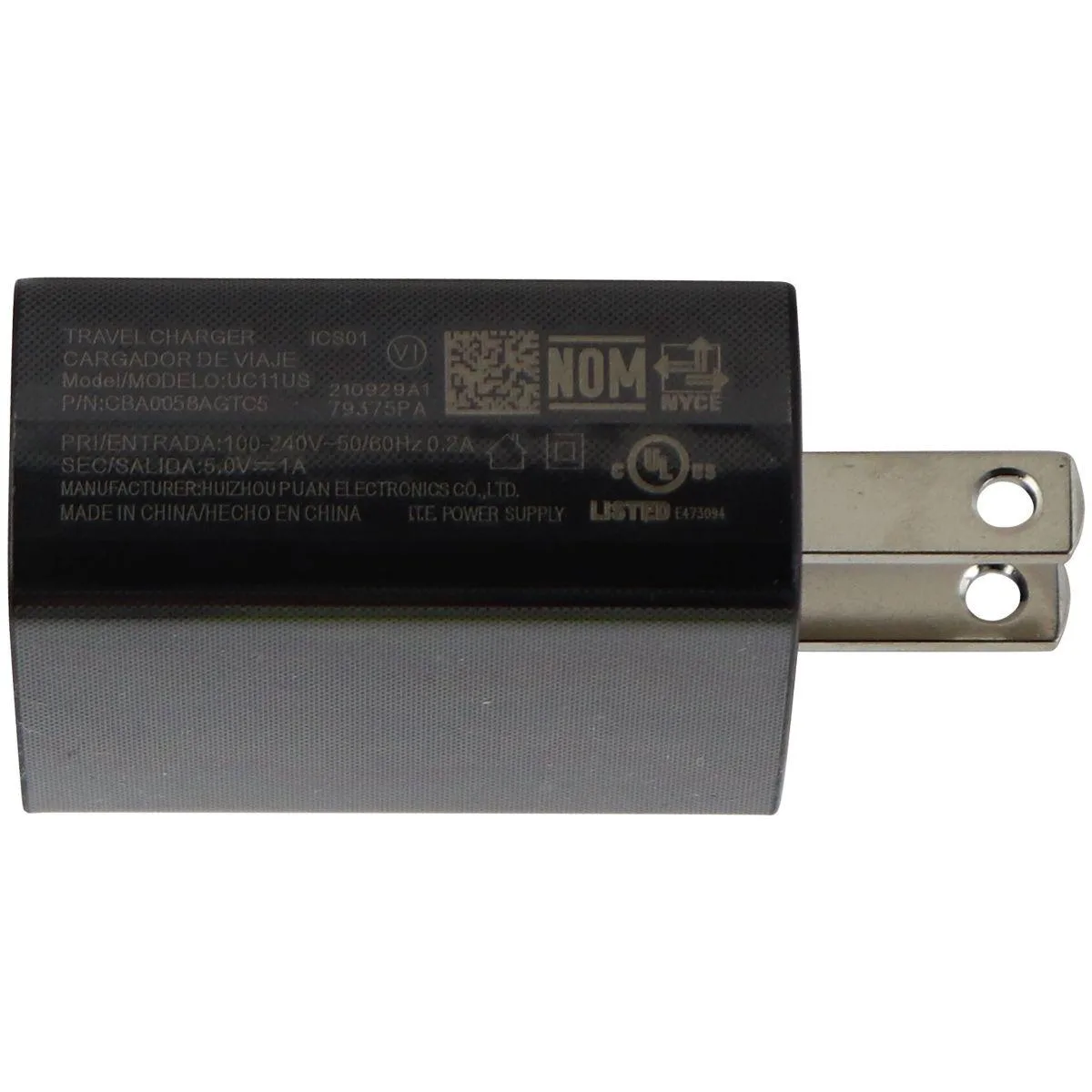 TCL TCL UC11US USB Wall Charger 5V 1A Black — product photo
