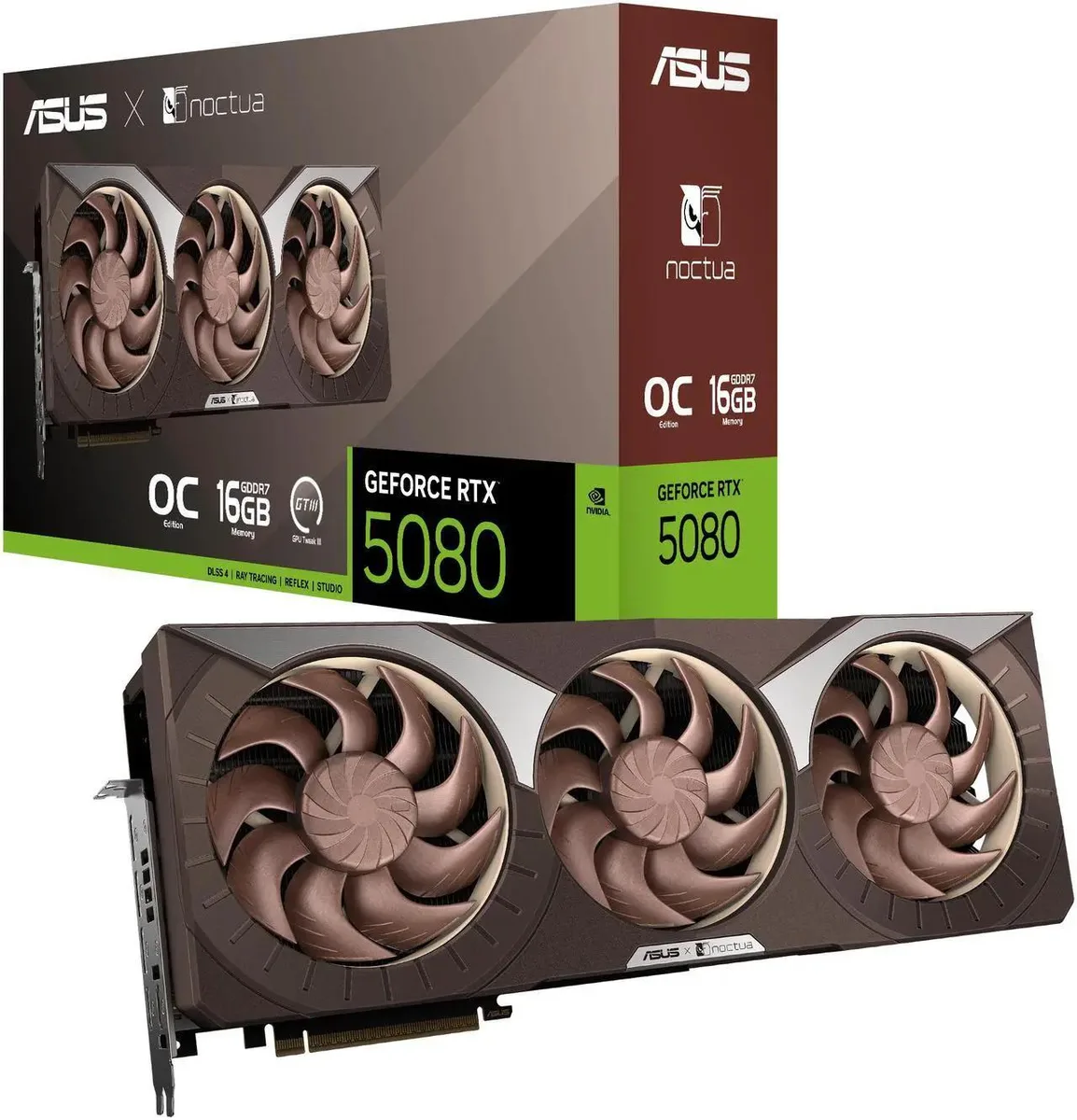 ASUS ASUS NOCTUA GeForce RTX 5080 16GB GDDR7 graphics card — product photo
