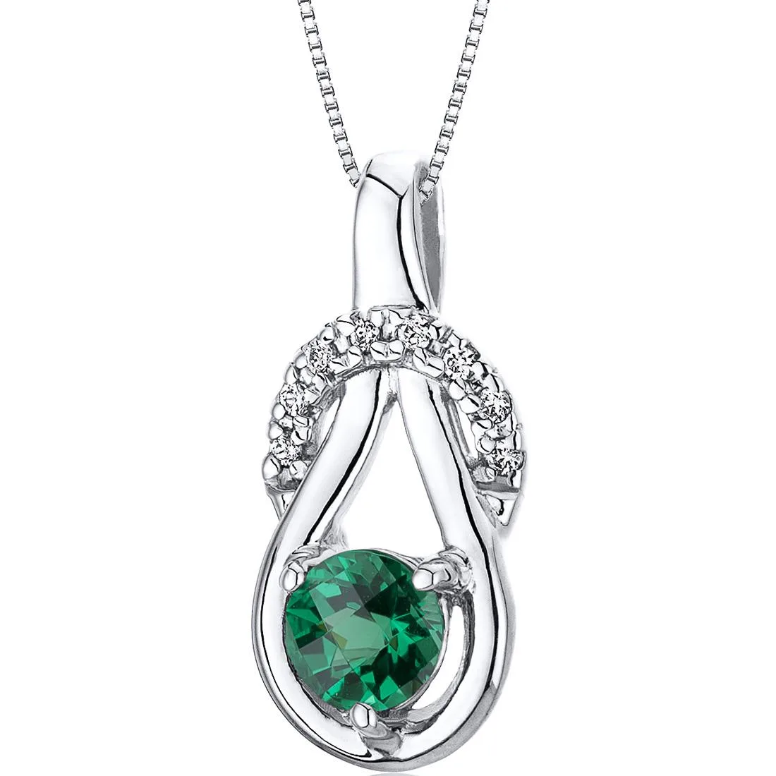 Oravo Oravo Simulated Emerald Round Pendant Sterling Silver 18" .50ct SP10754 — product photo